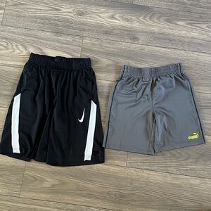 Nike Black and Puma Gray Kids Shorts Duo